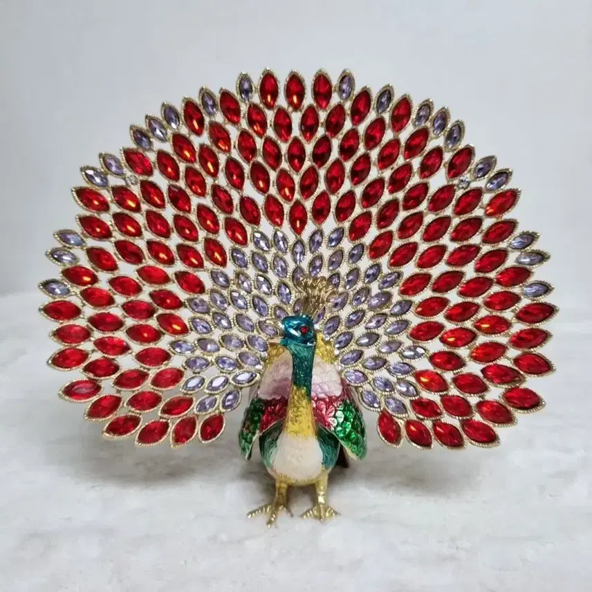 [BUNJANG] Miniature Golden Peacock Jewelry Box / 미니 황금황제 공작새 보석함 공작장식