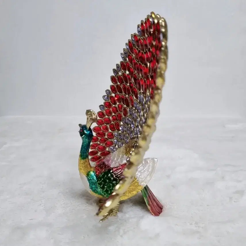 [BUNJANG] Miniature Golden Peacock Jewelry Box / 미니 황금황제 공작새 보석함 공작장식