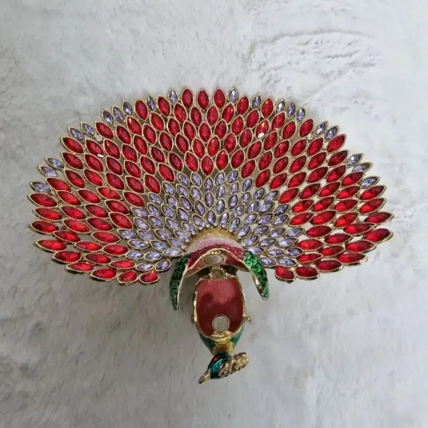 [BUNJANG] Miniature Golden Peacock Jewelry Box / 미니 황금황제 공작새 보석함 공작장식