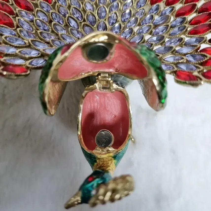 [BUNJANG] Miniature Golden Peacock Jewelry Box / 미니 황금황제 공작새 보석함 공작장식