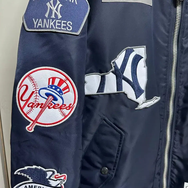 [BUNJANG] New Era x Alpha Industries New York Yankees MA-1 Navy Jacket / 뉴에라 x 알파인더스트리 콜라보 뉴욕양키스 마원 네이비 L 판매합니다.