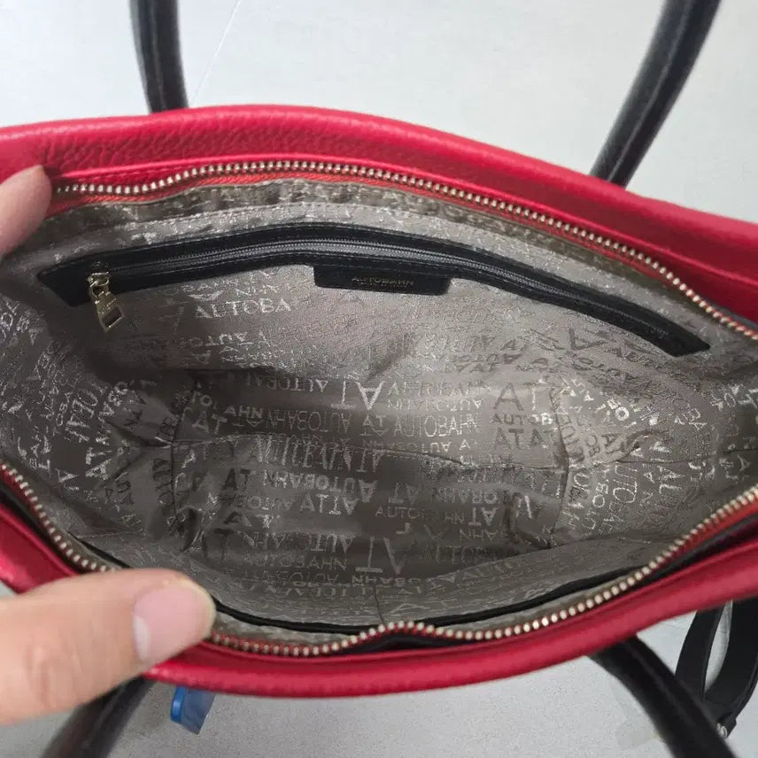 [BUNJANG] Autobahn Red/Black Leather Tote Bag / 아우토반 쨍한 레드/블랙 가죽 토트백 숄더백