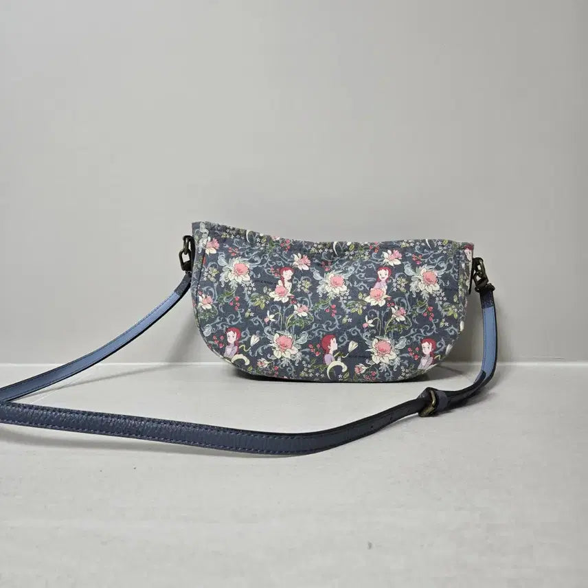 [BUNJANG] Quilted Shoulder Bag Blue Floral Pattern / 퀼트가방 상태굿 플라워 패턴 숄더백 크로스백