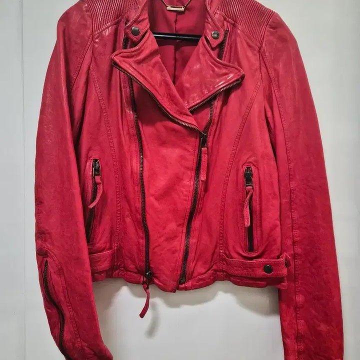 [BUNJANG] Red Leather Rider Jacket / 라이더자켓