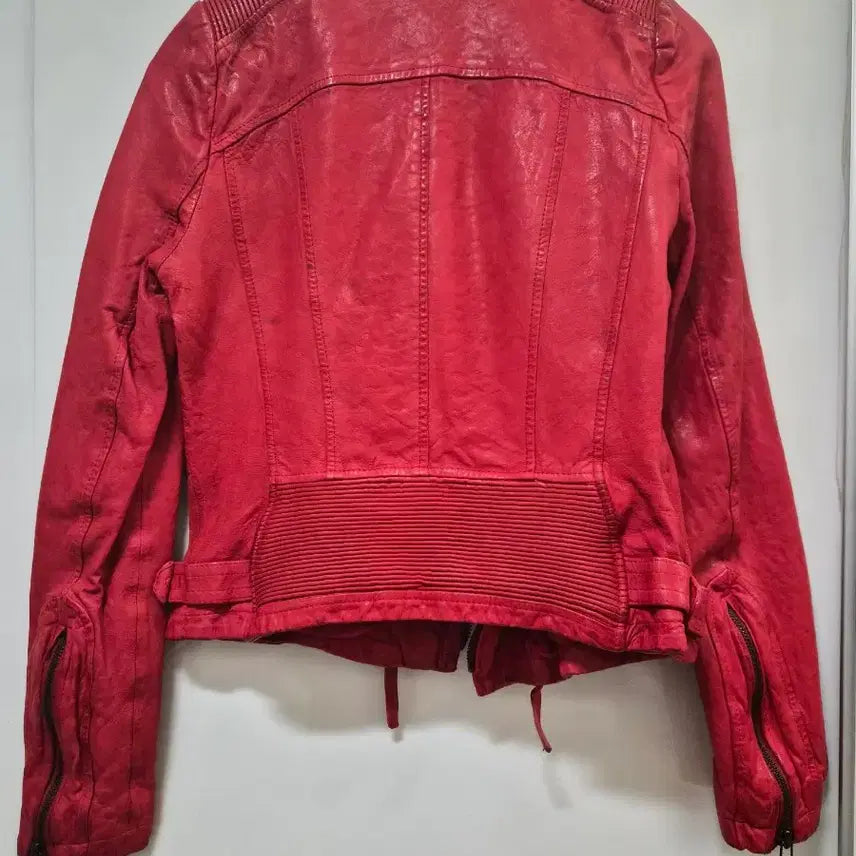 [BUNJANG] Red Leather Rider Jacket / 라이더자켓