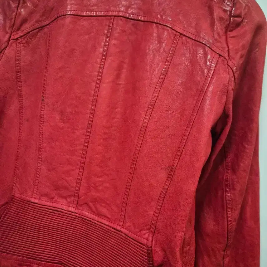 [BUNJANG] Red Leather Rider Jacket / 라이더자켓