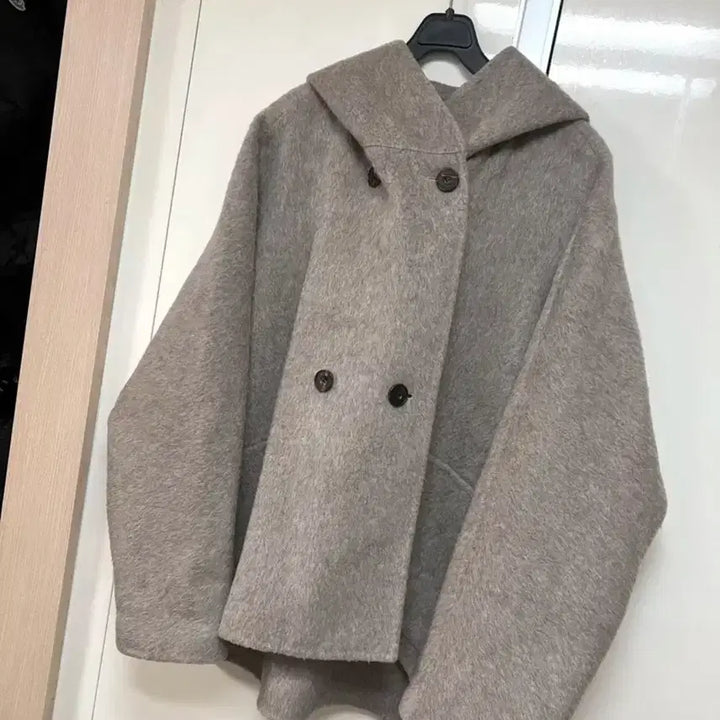 [BUNJANG] A Noi Alpaca Wool Hooded Short Coat / 22년 제평 노이 a noi 알파카 울 후드 숏코트 더블버튼 하프반코트