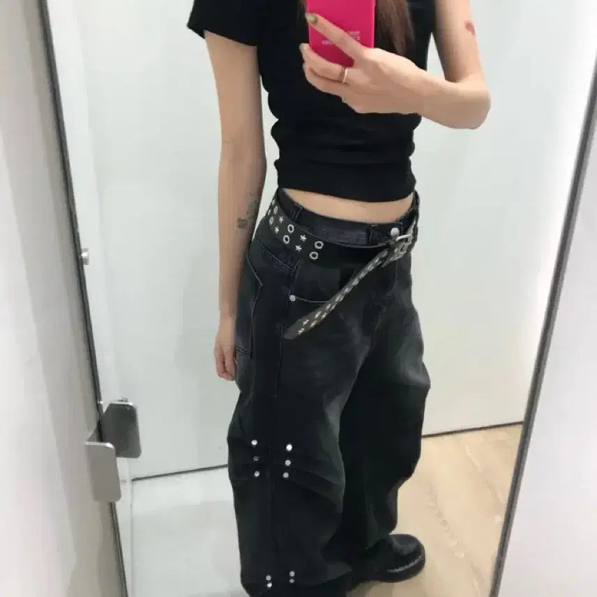 [BUNJANG] Side Wrinkle Loose Denim Pants / 사이드 링클 루즈 데님 팬츠 흑청 (1회착용)