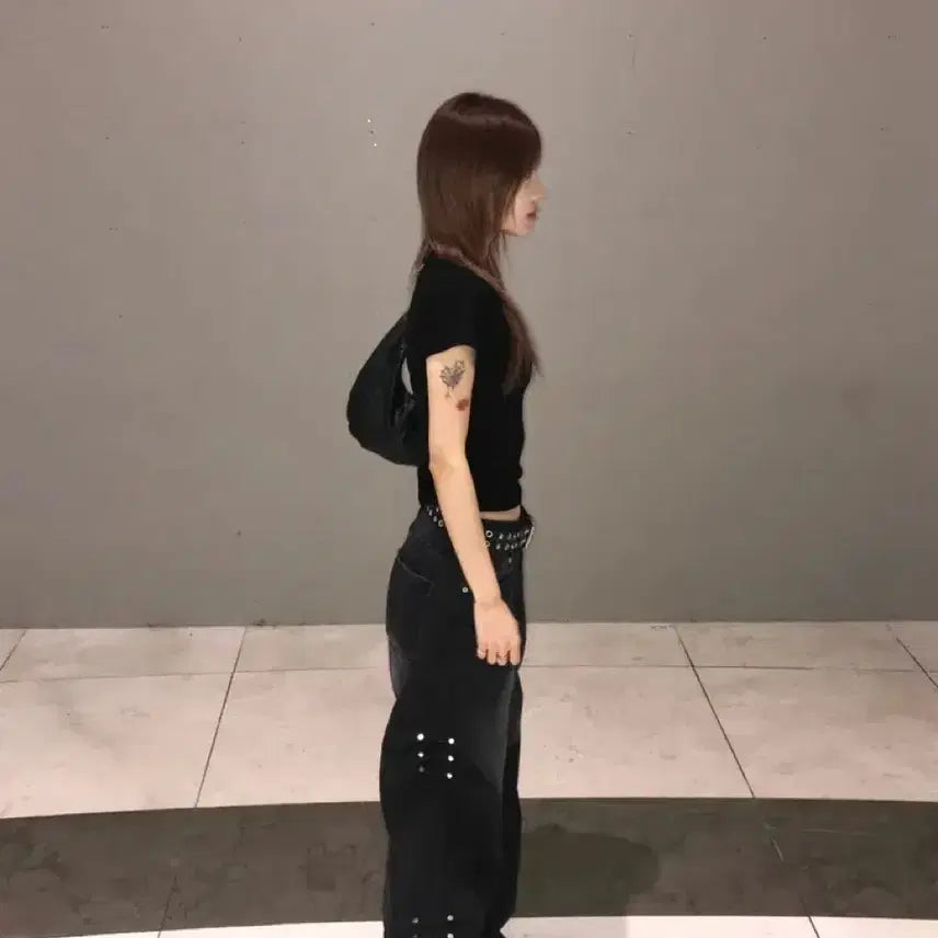 [BUNJANG] Side Wrinkle Loose Denim Pants / 사이드 링클 루즈 데님 팬츠 흑청 (1회착용)