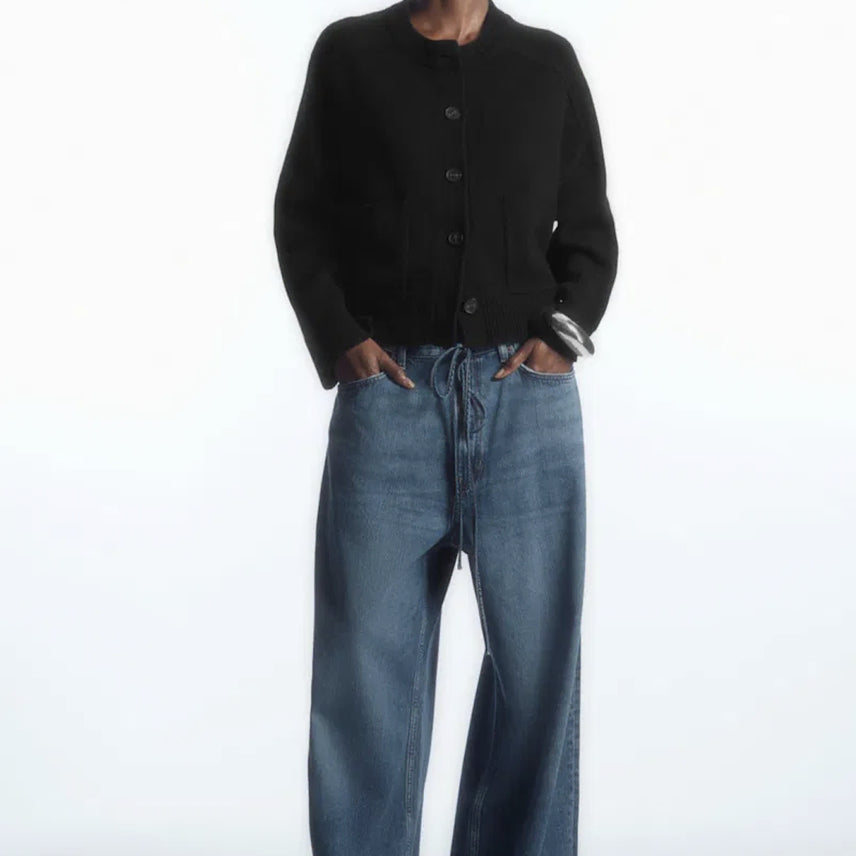 [BUNJANG] COS Crew Neck Wool Cardigan - Black / 코스 크루넥 울 가디건 블랙