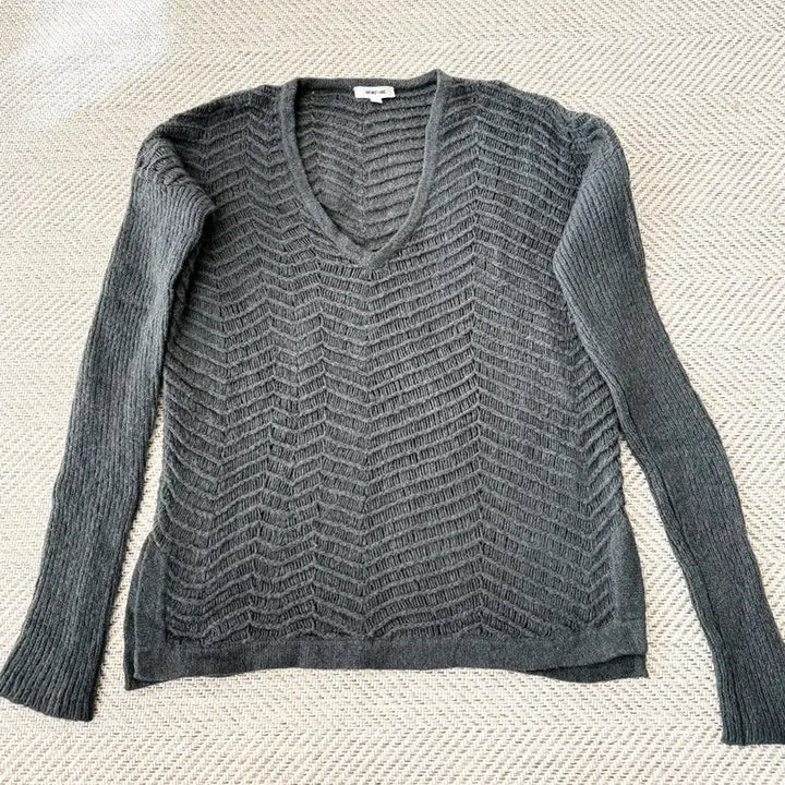 [BUNJANG] Helmut Lang V-Neck Dark Gray Sweater / 헬무트랭 V넥 니트 닥크 그레이 스웨터