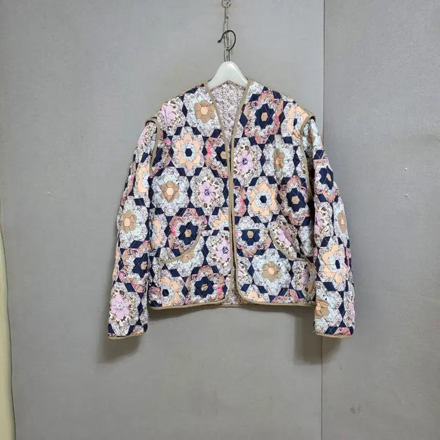 [BUNJANG] FF N1802 Quilted Jacket / 플라워무늬 가벼운 누빔 점퍼 FF  n1802
