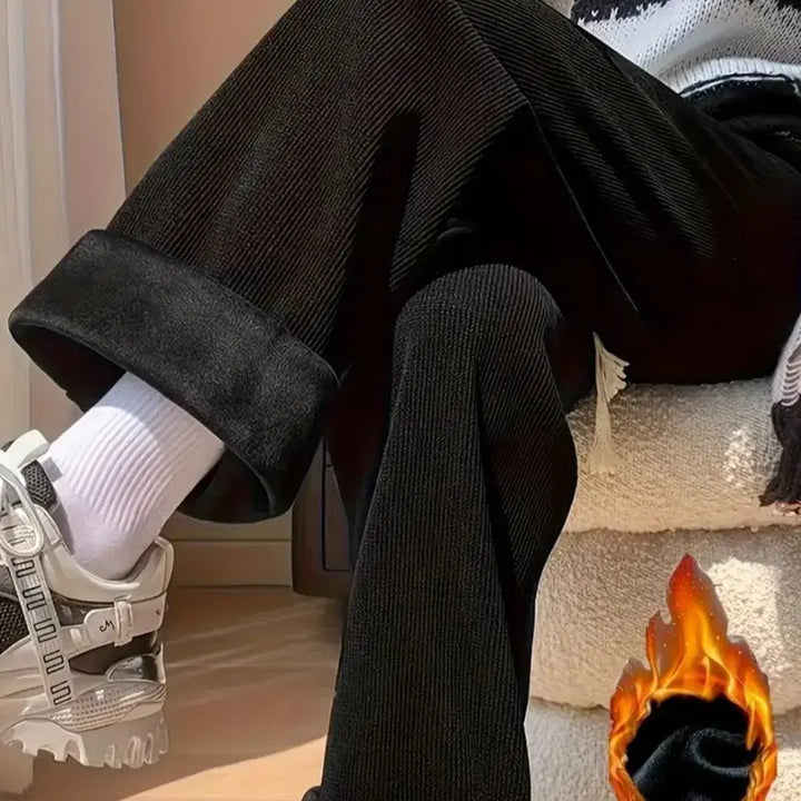 [BUNJANG] Black Corduroy Wide Pants [77] / 블랙 코듀로이 와이드 팬츠[77]