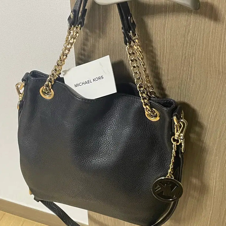 [BUNJANG] Michael Kors Black Leather Chain Shoulder Bag / 마이클코어스 블랙 레더 체인 숄더백