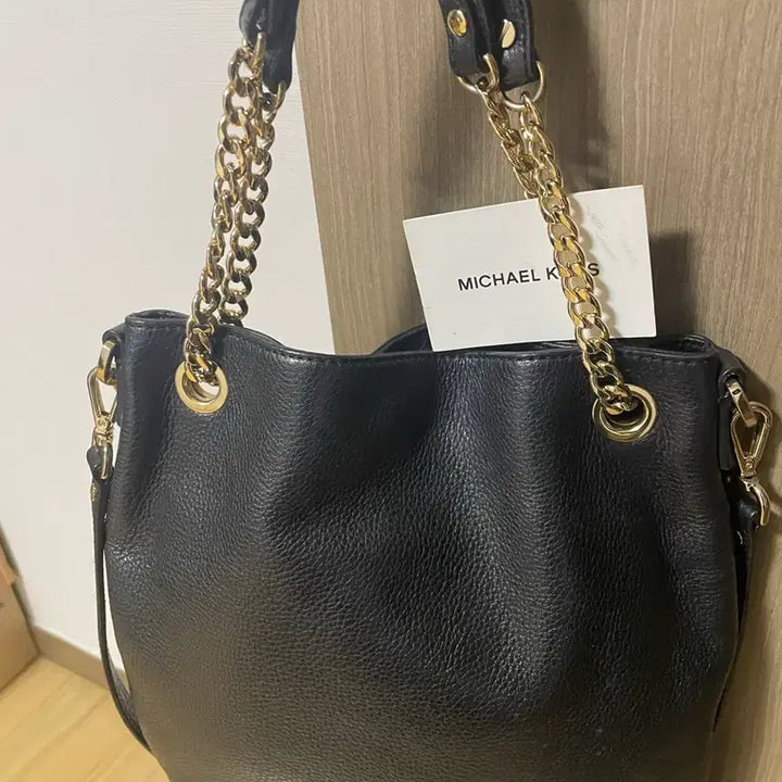 [BUNJANG] Michael Kors Black Leather Chain Shoulder Bag / 마이클코어스 블랙 레더 체인 숄더백