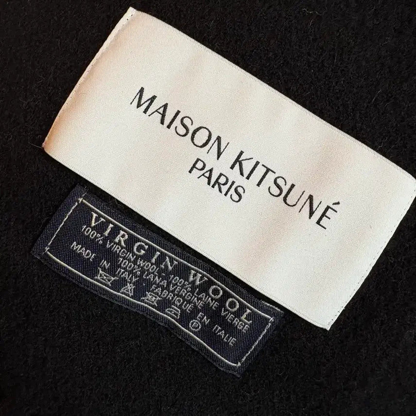 [BUNJANG] Maison Kitsune Fox Head Wool Scarf / 메종키츠네 폭스헤드 블랙 울 목도리 머플러