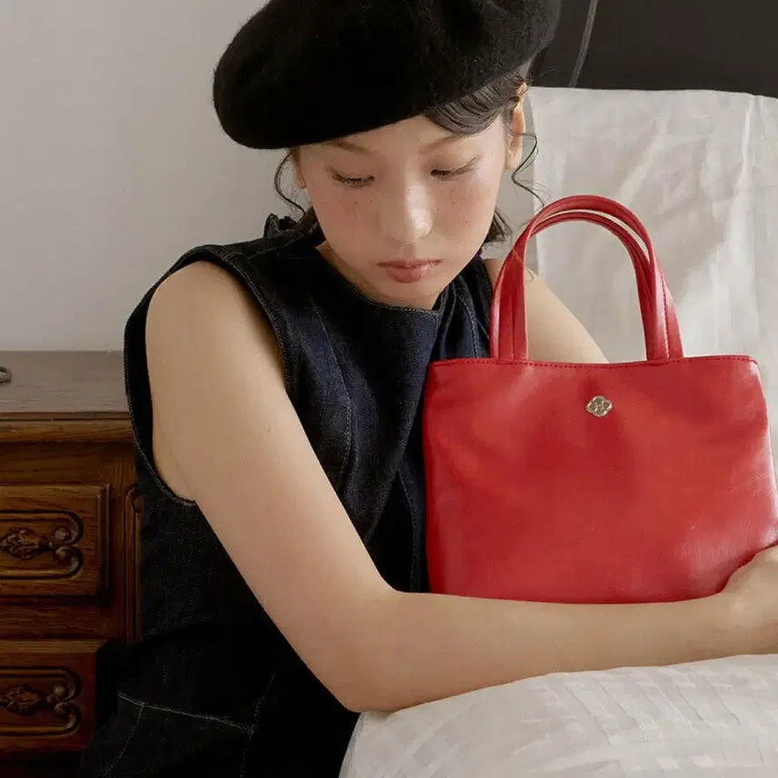 [BUNJANG] He:r Mary Leather Tote Bag Red / 히어리 마리레더 토트백 레드