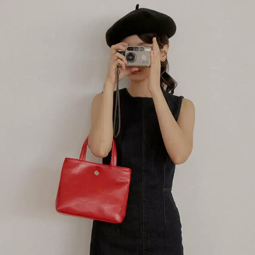 [BUNJANG] He:r Mary Leather Tote Bag Red / 히어리 마리레더 토트백 레드