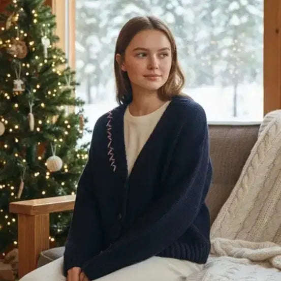 [BUNJANG] Thursday Island Embroidered Point Slub Cardigan / 써스데이아일랜드 자수포인트슬럽가디건