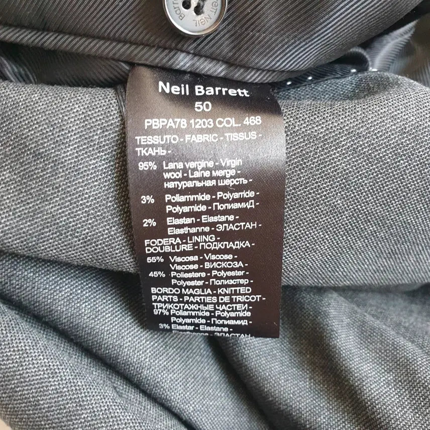 [BUNJANG] Neil Barrett Gray Suit / 닐바렛 투버튼 스트레치 울원단 더블포켓 그레이 수트 50사이즈 정품