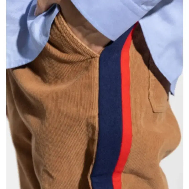 [BUNJANG] Gucci GG Corduroy Pants / 국내판새상품)구찌 GG 가죽탭 옆선 코듀로이 골덴 바지