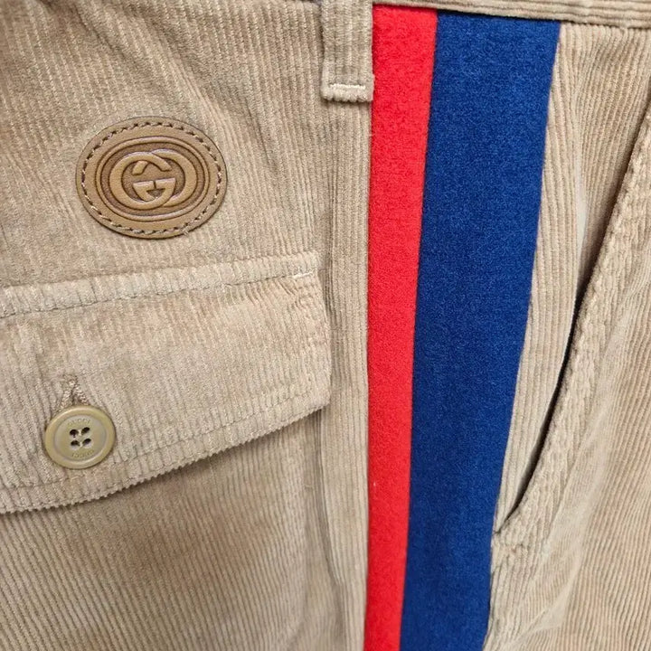 [BUNJANG] Gucci GG Corduroy Pants / 국내판새상품)구찌 GG 가죽탭 옆선 코듀로이 골덴 바지