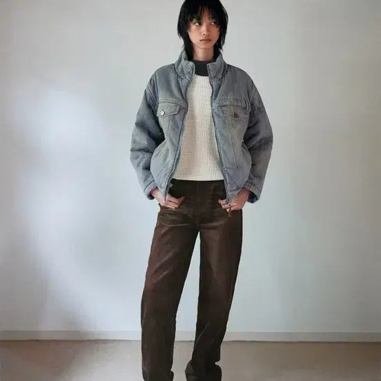 [BUNJANG] OIOI Vintage Denim Padded Jacket - M / 오아이오아이 oioi 빈티지 데님 패딩 자켓 m