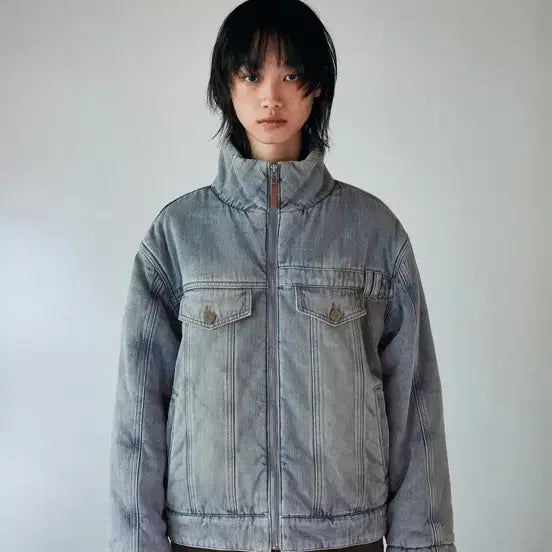 [BUNJANG] OIOI Vintage Denim Padded Jacket - M / 오아이오아이 oioi 빈티지 데님 패딩 자켓 m