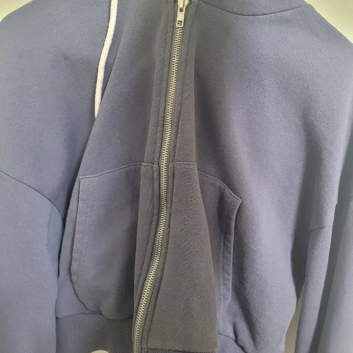 [BUNJANG] Navy Crop Hooded Zip-up / 네이비 크롭 후드 집업