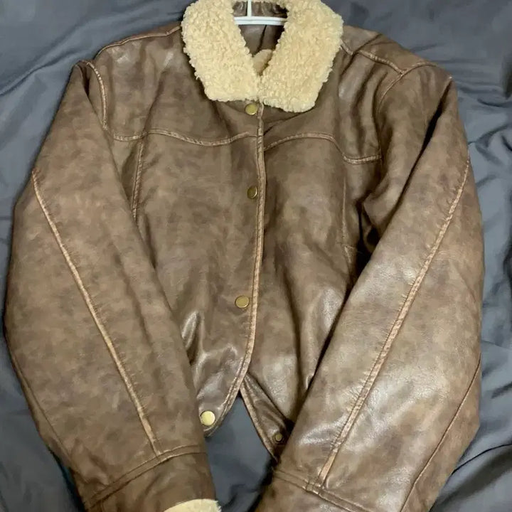 [BUNJANG] Mutecreme Woody Leather Mouton Jumper Brown / 새거! (품절상품) 뮤트크레메 우디 레더 무스탕 점퍼 브라운