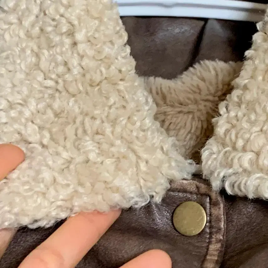 [BUNJANG] Mutecreme Woody Leather Mouton Jumper Brown / 새거! (품절상품) 뮤트크레메 우디 레더 무스탕 점퍼 브라운