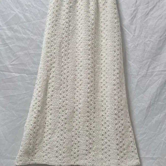 [BUNJANG] Ivory Crochet Pearl Knit Long Skirt / 아이보리색 크로셰 펄 니트 롱 스커트 모리걸 갸루 y2k