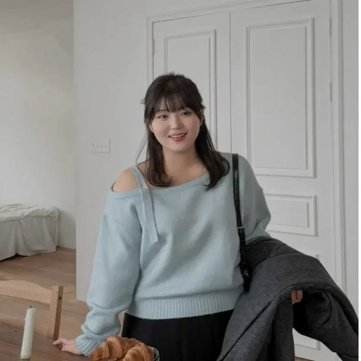 [BUNJANG] J.Style Evelet Etna Off-Shoulder Knit Sweater / 제이스타일 이블렛 에트나 오프숄더 니트
