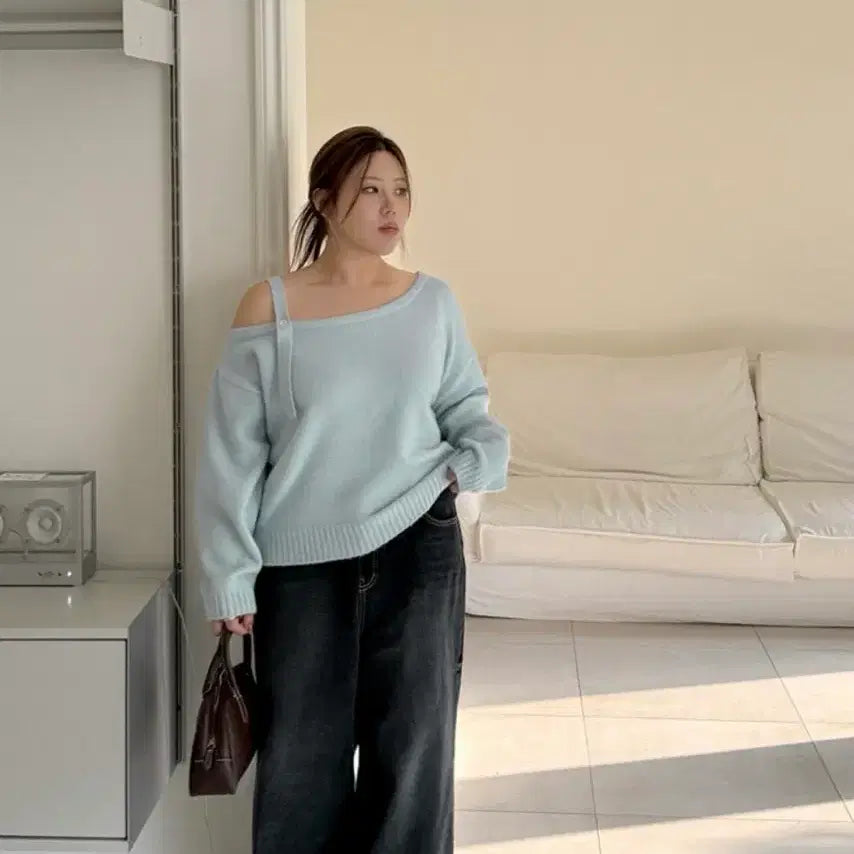 [BUNJANG] J.Style Evelet Etna Off-Shoulder Knit Sweater / 제이스타일 이블렛 에트나 오프숄더 니트