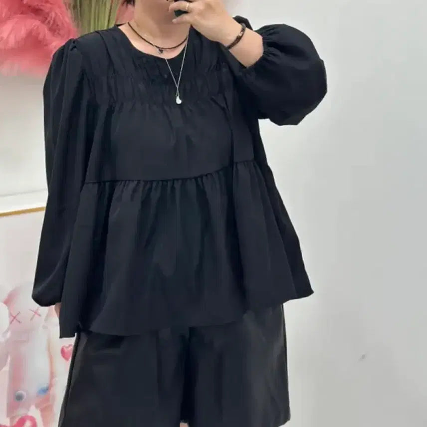 [BUNJANG] Plus Size Black Blouse / 플러스사이즈 블랙 블라우스
