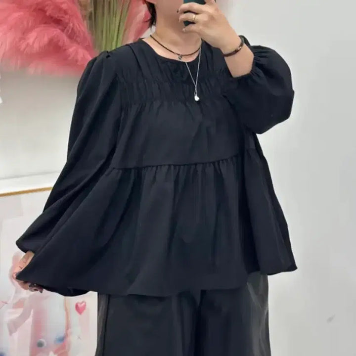 [BUNJANG] Plus Size Black Blouse / 플러스사이즈 블랙 블라우스