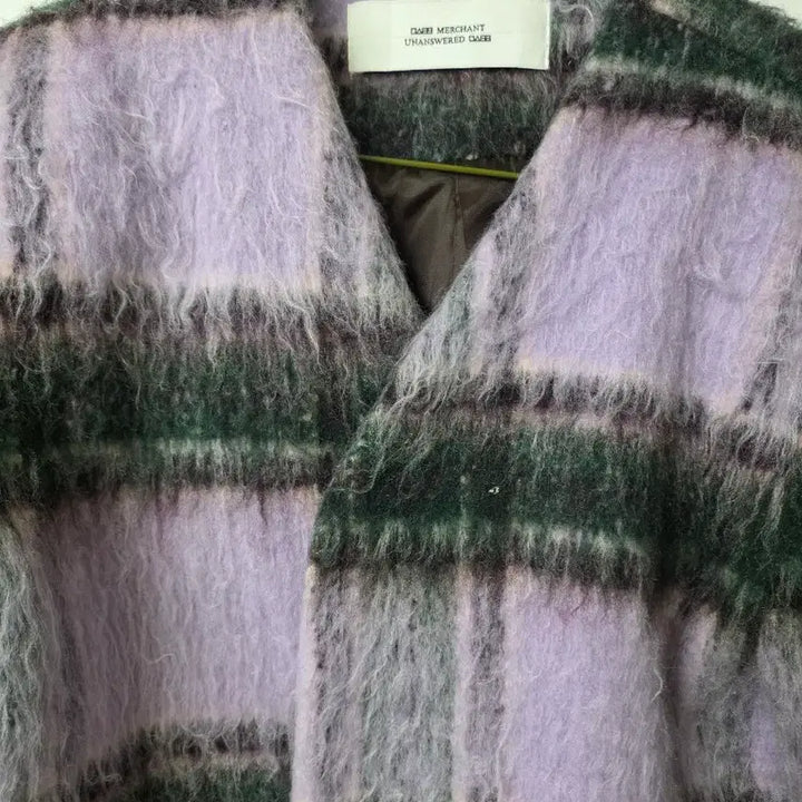 [BUNJANG] Purple Checkered Boucle Short Jacket / 퍼플 체크 헤어리 숏 자켓