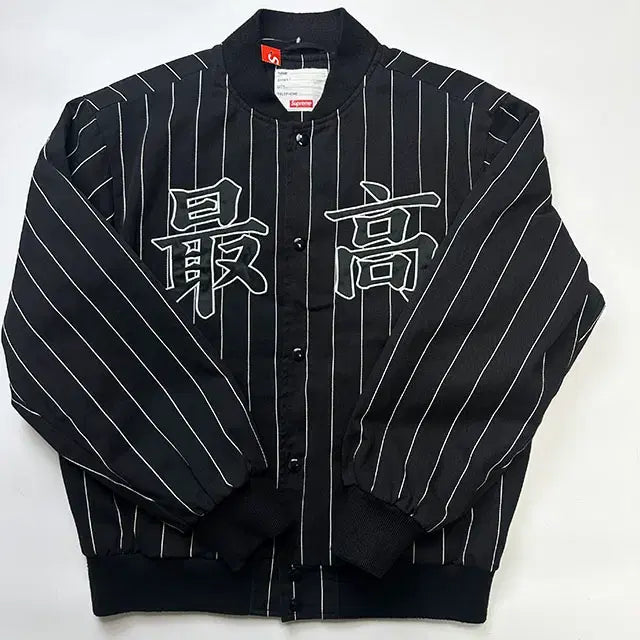 [BUNJANG] Supreme 19SS Pinstripe Varsity Jacket / SUPREME 19SS Pinstripe 슈프림 바시티 자켓