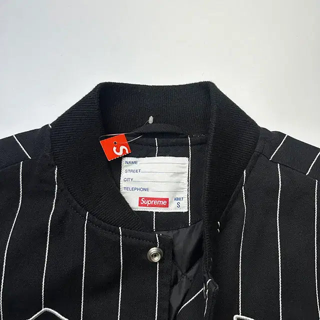 [BUNJANG] Supreme 19SS Pinstripe Varsity Jacket / SUPREME 19SS Pinstripe 슈프림 바시티 자켓