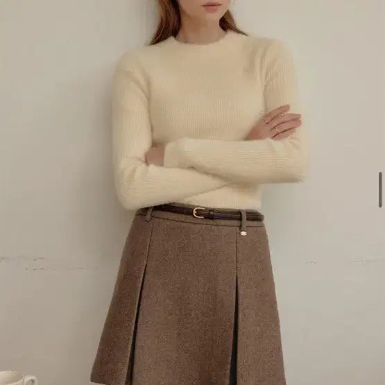 [BUNJANG] Lookast Wool Skirt Brown M / 룩캐스트 울 스커트 브라운 M