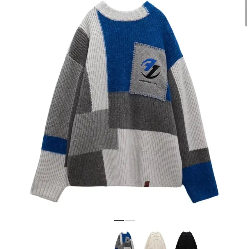 [BUNJANG] Ader Error X Zara Patchwork Oversized Knit Sweater / S-M) 아더에러 X 자라 패치워크 오버사이즈 니트 스웨터 멀티컬러