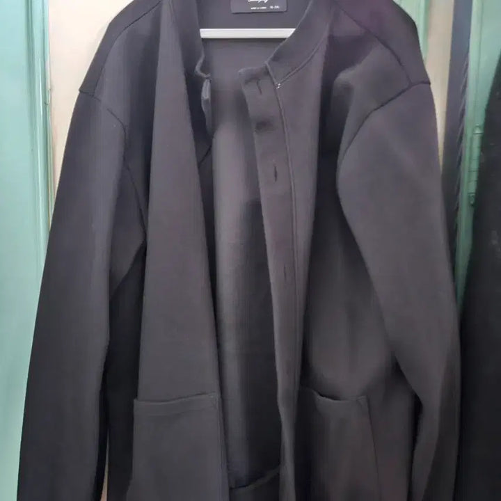 [BUNJANG] Model Line Black Collarless Cardigan / 모델라인 블랙 노카라 가디건 XL-2XL