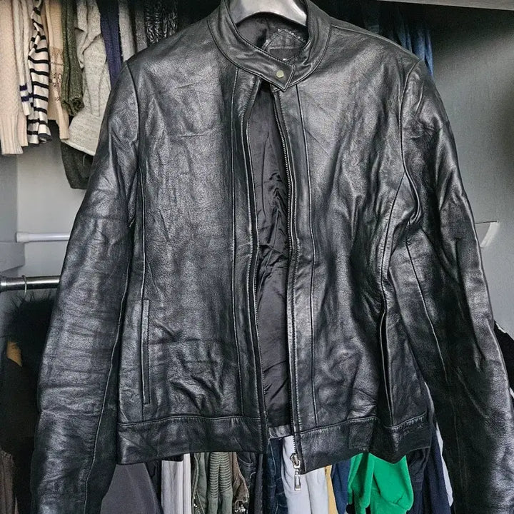 [BUNJANG] FNS Women's Black Lambskin Leather Jacket / 여성 블랙 양가죽 자켓 77