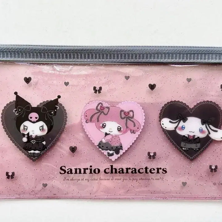 [BUNJANG] Sanrio Glitter Transparent Pouch / 산리오 마이멜로디 쿠로미 시나모롤 멘헤라 지뢰계 글리터 투명 파우치