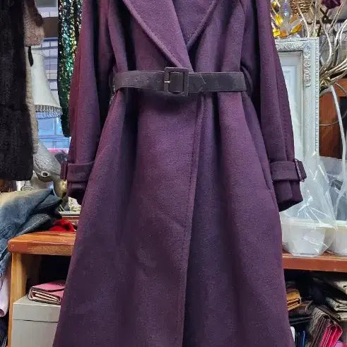 [BUNJANG] Morong Belt Wool Coat Burgundy / 모롱벨트 울 코트 버건디코트