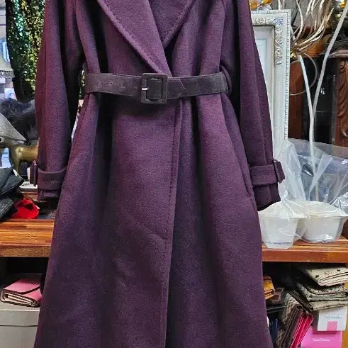 [BUNJANG] Morong Belt Wool Coat Burgundy / 모롱벨트 울 코트 버건디코트