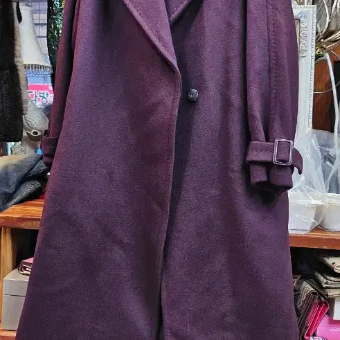 [BUNJANG] Morong Belt Wool Coat Burgundy / 모롱벨트 울 코트 버건디코트