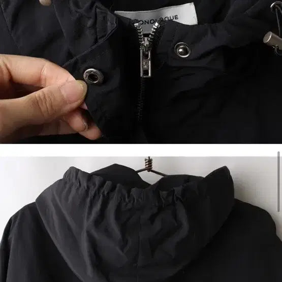 [BUNJANG] MONOLOGUE Nylon Hoodie Jacket Black / MONOLOGUE 나일론 후드 자켓 블랙