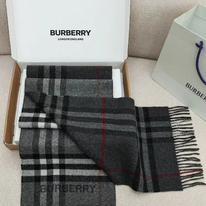 [BUNJANG] Burberry Gray Check Scarf / 버버리 스카프 그레이 체크