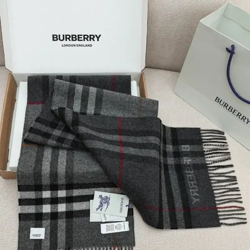 [BUNJANG] Burberry Gray Check Scarf / 버버리 스카프 그레이 체크